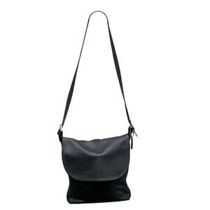 Vintage Coach Black Leather Flap Bag  Brass USA Made AS IS Read